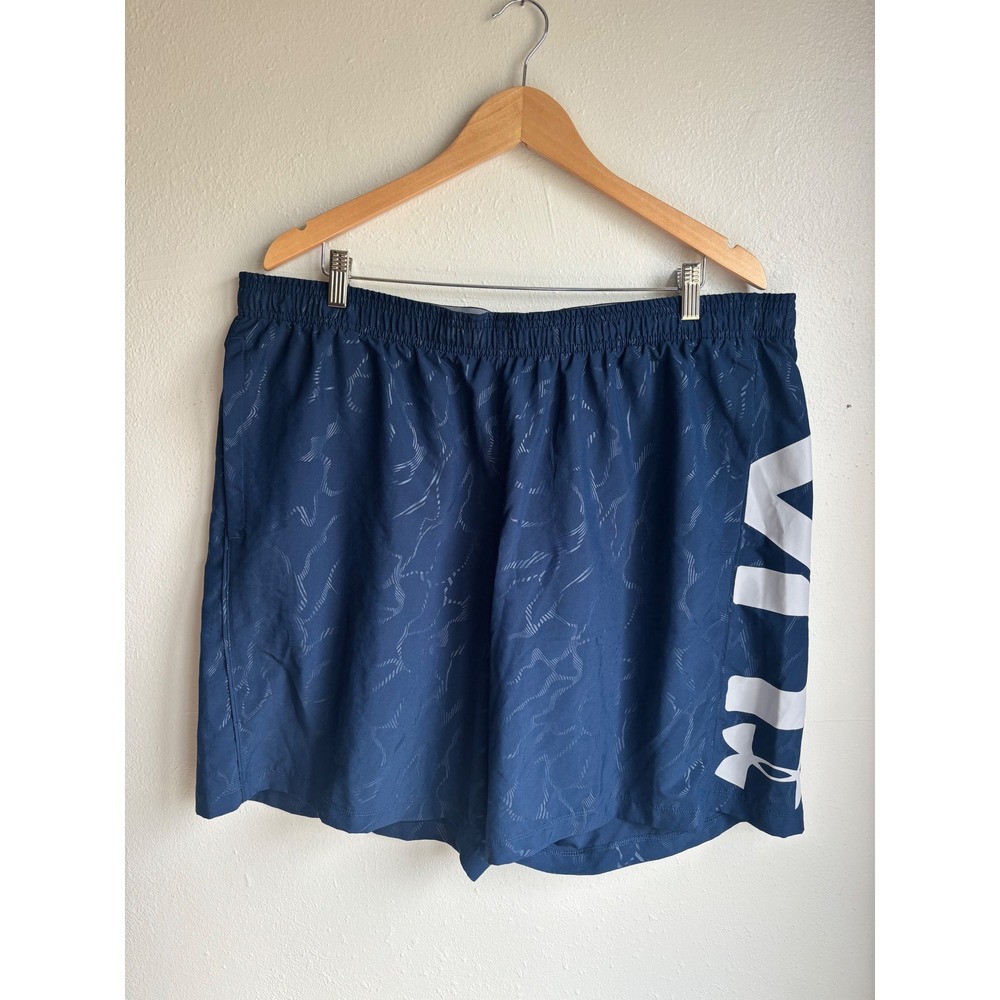 Under Armour‎ Mens HeatGear Loose Fit Athletic Shorts Navy Blue XXL Graphic Logo
